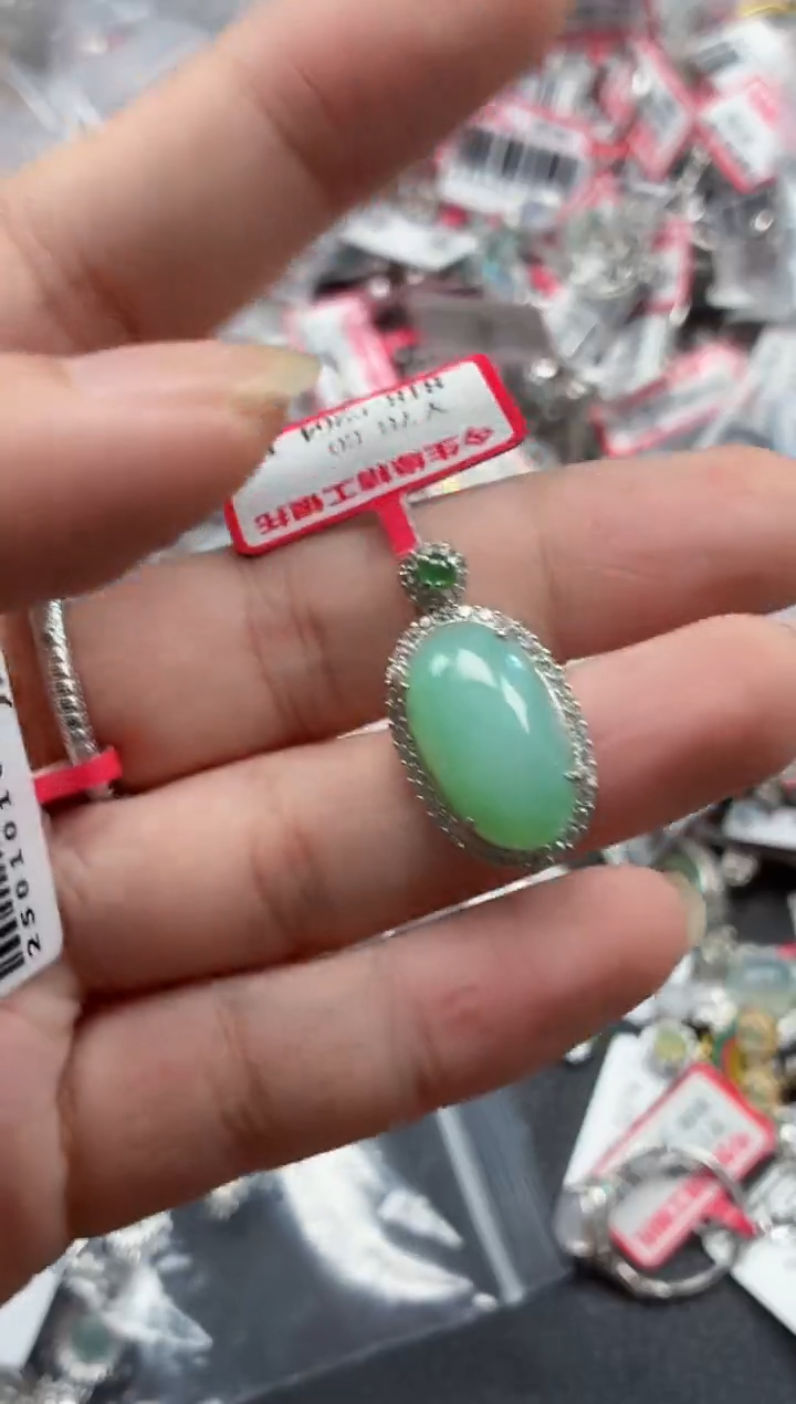 银S925镶嵌戒指翡翠天然A货缅甸翡翠
