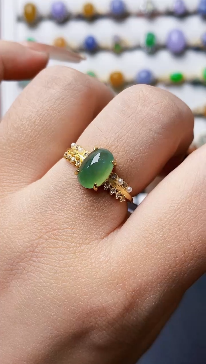 银S925镶嵌戒指翡翠1033