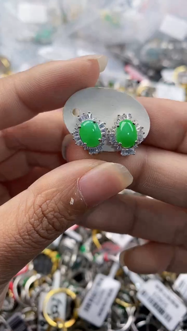 银S925镶嵌戒指翡翠111---9