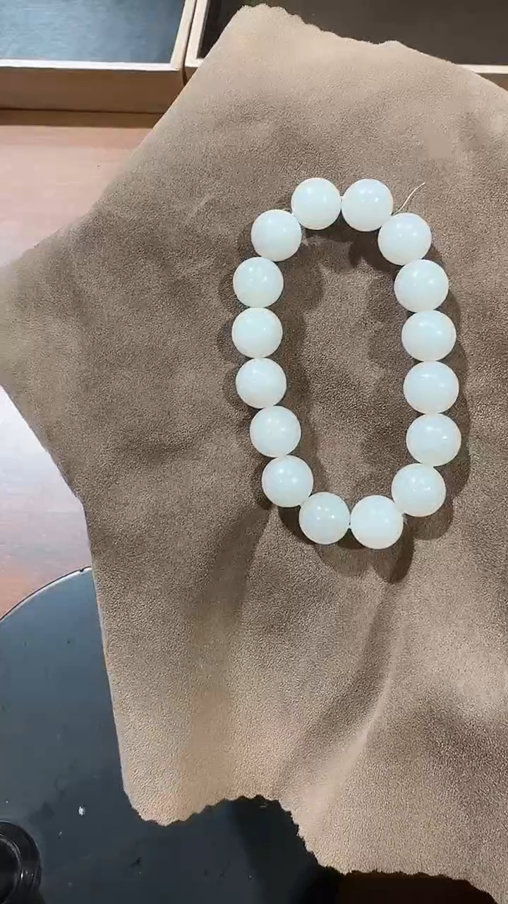 【闪购商品】和田玉手串未镶嵌1314 白玉12mm圆珠手串