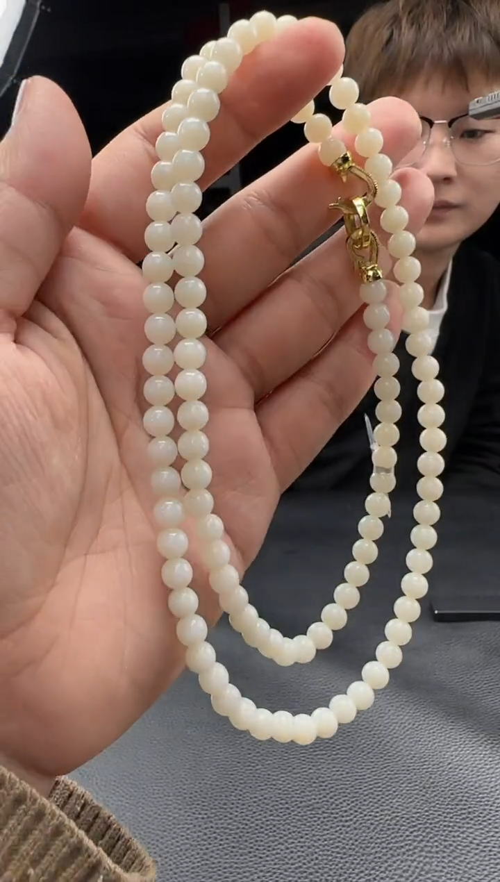 【闪购商品】和田玉颈饰未镶嵌白玉m108颗多圈卡6
