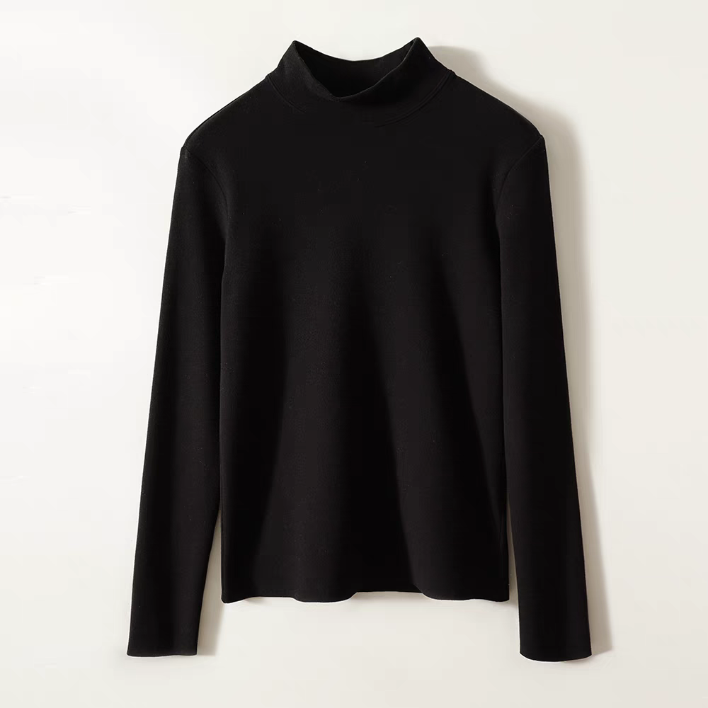 冬季厚款百搭紧修身保暖洋气半高领显瘦薄绒加厚长袖打底衫7785-2