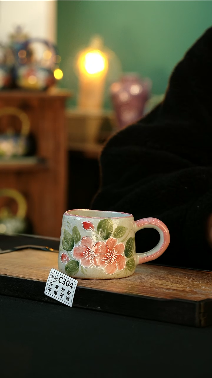 【闪购商品】杯手绘心瓷陶瓷 浮力微瑕