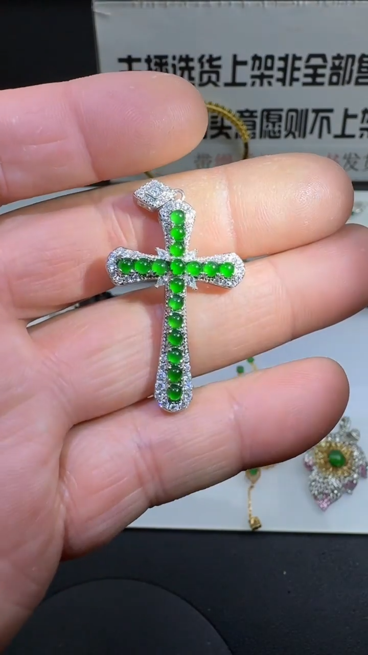 【闪购商品】定制翡翠银S925镶嵌00057356