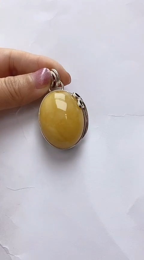 【闪购商品】琥珀裸石银S925镶嵌蜜蜡锁骨