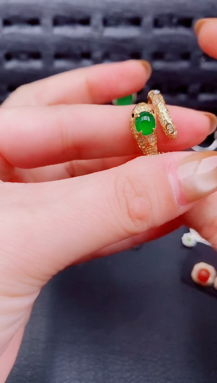【闪购商品】翡翠戒指银S925镶嵌天然a货翡翠1119