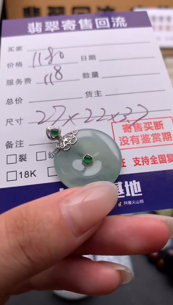 翡翠18K金镶嵌颈饰10134948
