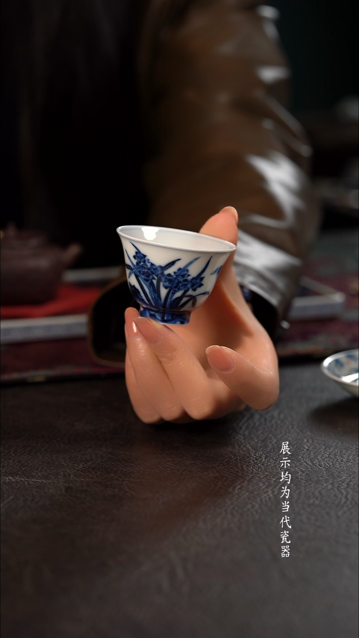 柴窑洪印慕明水仙小撇口杯