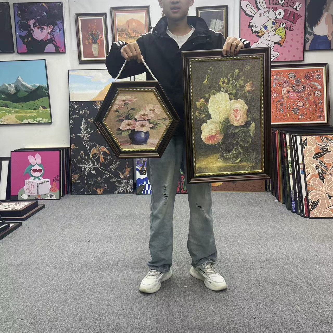 轻法式软装客厅装饰画美式复古沙C发背景墙轻奢奶油风挂画六460