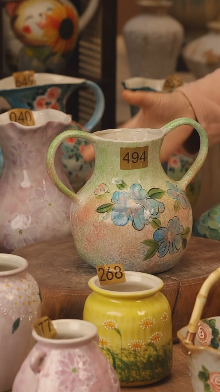 陶瓷景德镇设计师手作花器摆件侘寂风@M494@