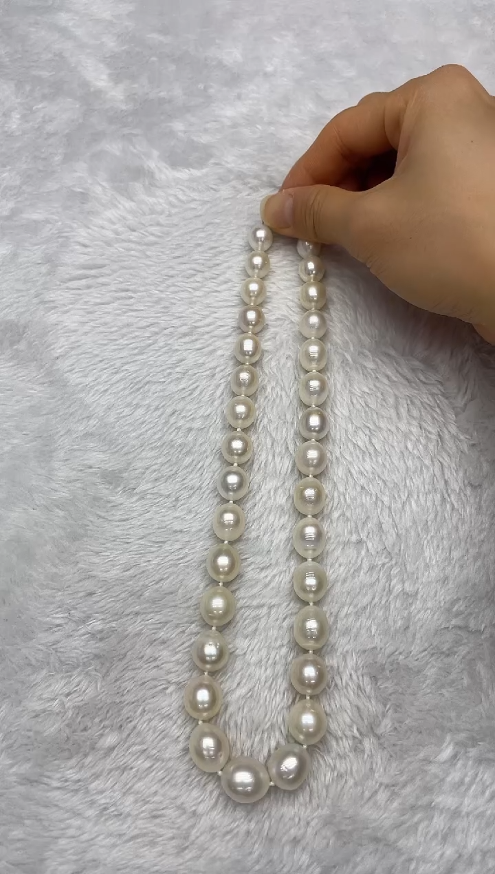项链银S925镶嵌海水珍珠澳白10-13mm