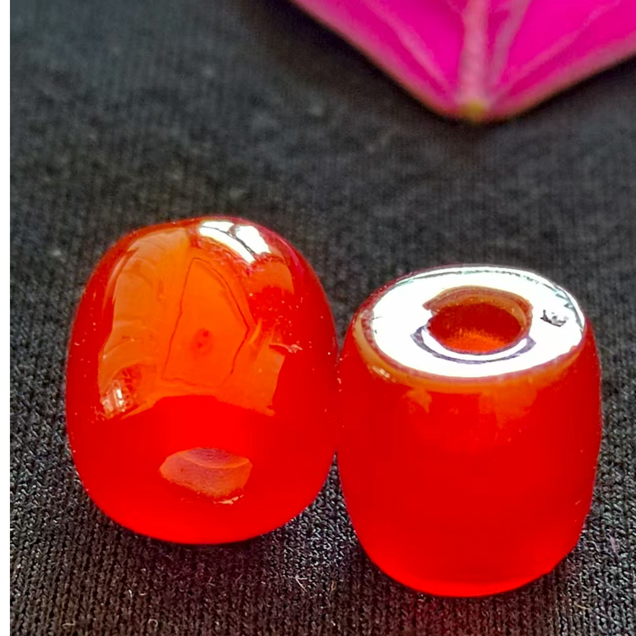 静雅古珠2-玛瑙吊坠1对.尺寸高9+mm.宽10+mm