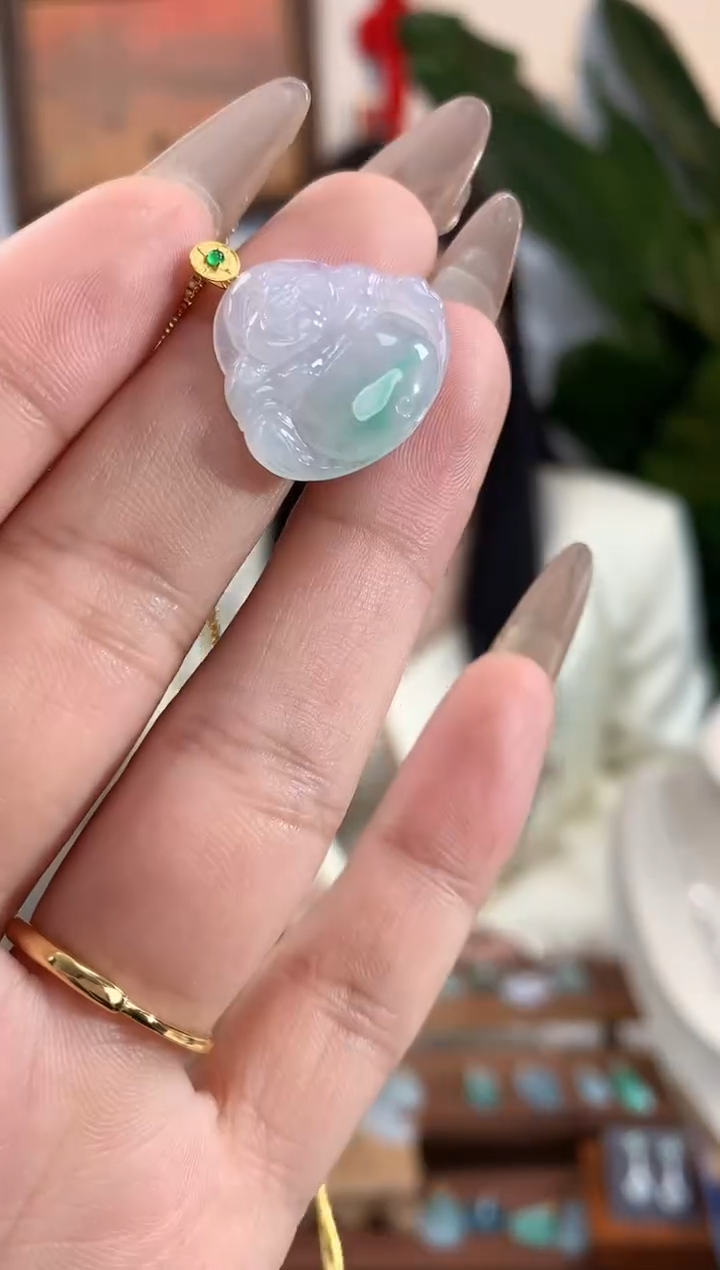 【闪购商品】翡翠吊坠(不含链)18K金镶嵌佛公