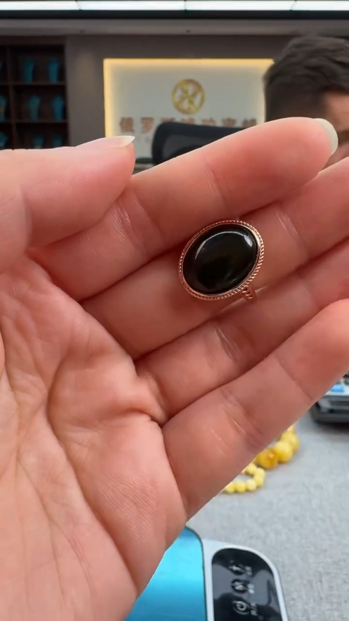 【闪购商品】琥珀戒指银S925镶嵌秒拍号010
