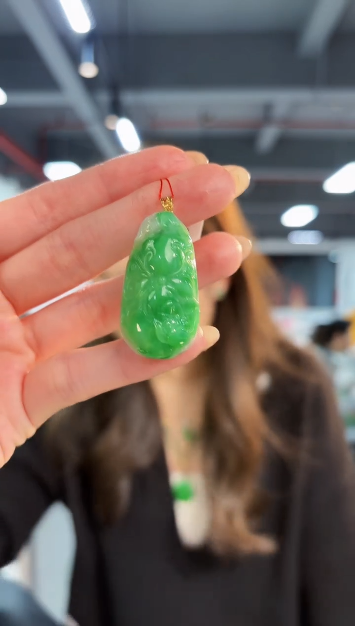 【闪购商品】翡翠颈饰18K金镶嵌缅料A货/支持复检/一件