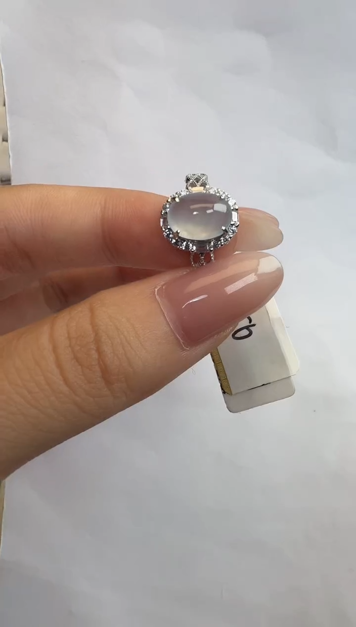 银S925镶嵌戒指翡翠通体925银镶缅甸A货翡翠戒指24254