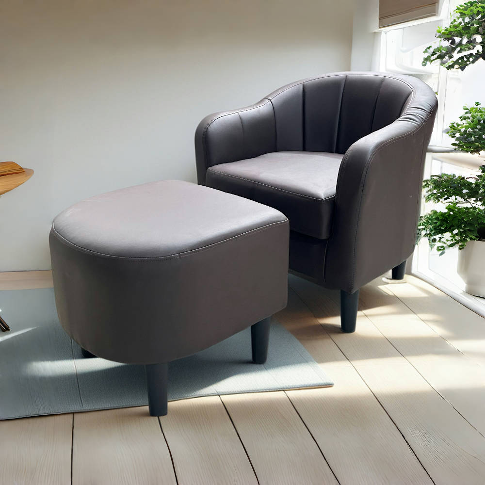 阳台休闲椅单人沙发带脚蹬围椅咖啡厅LW-9509