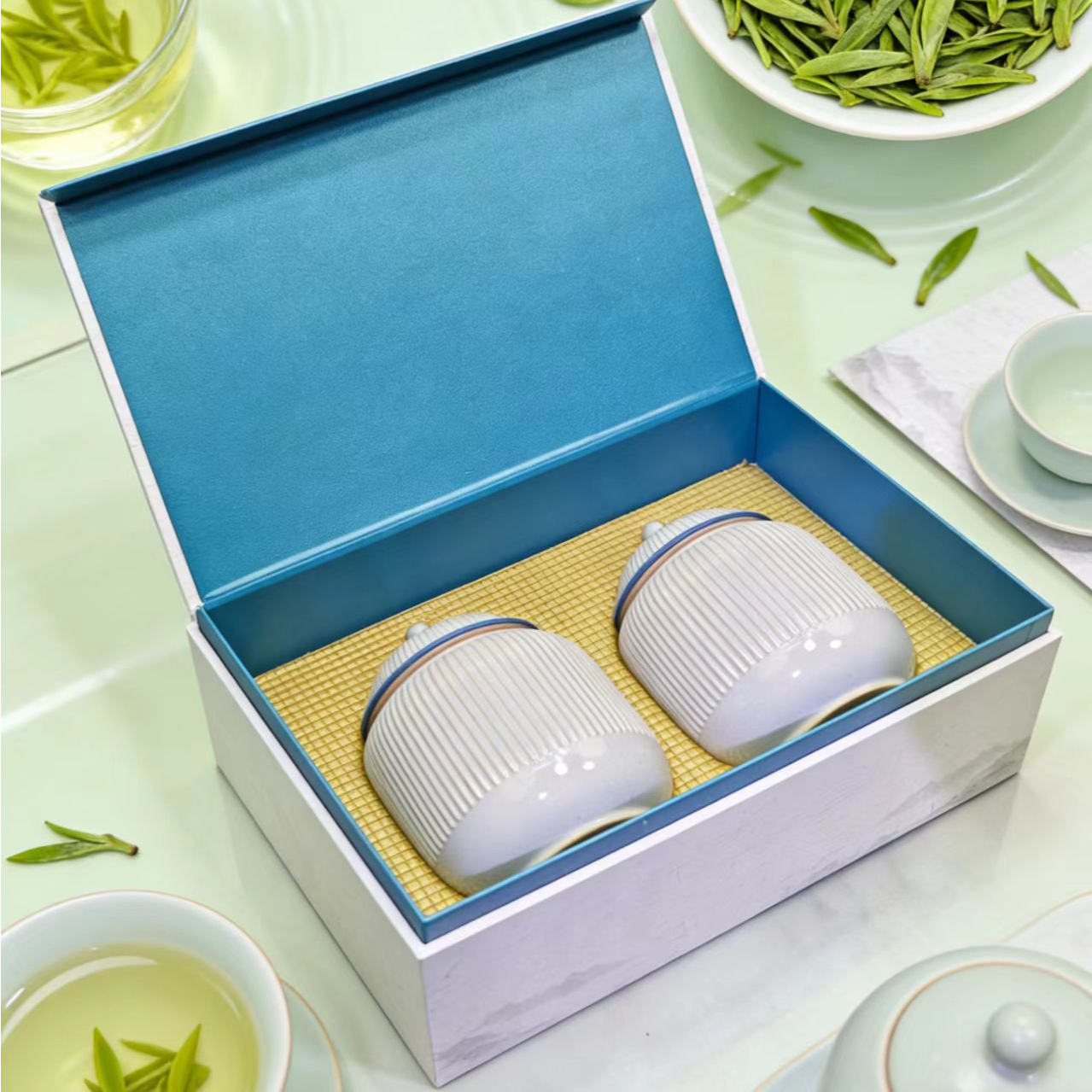 五指山龙井400克2025新茶明前头采豆香浓郁茶叶瓷罐礼盒装
