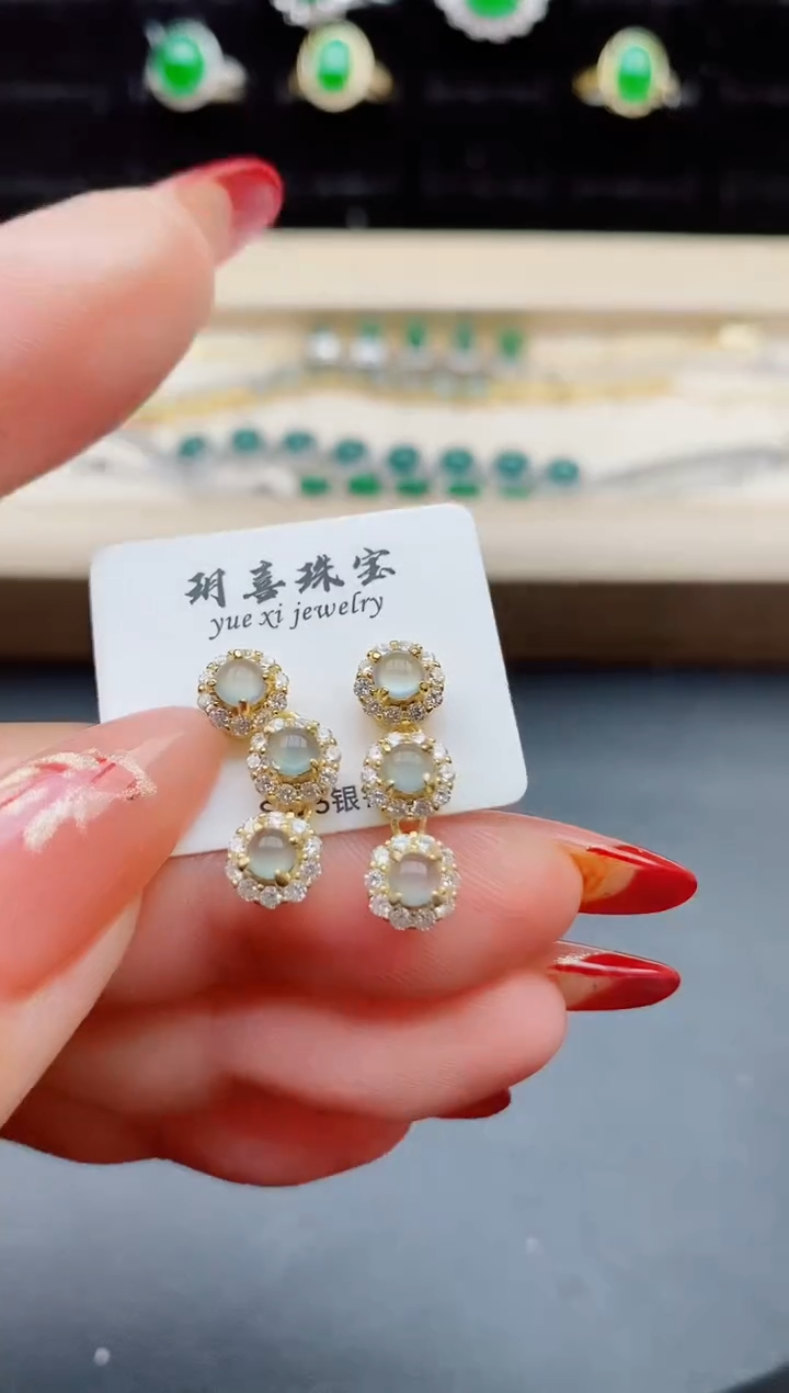 【闪购商品】翡翠耳饰银S925镶嵌321321