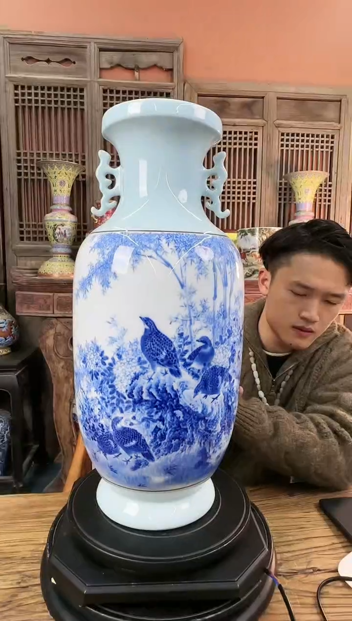 【闪购商品】摆件陶瓷 摆件 花鸟 赏瓶