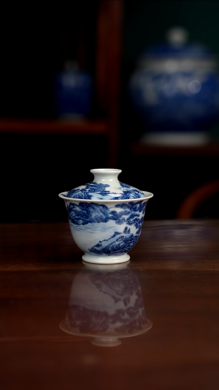 景琳藏 山水盖碗