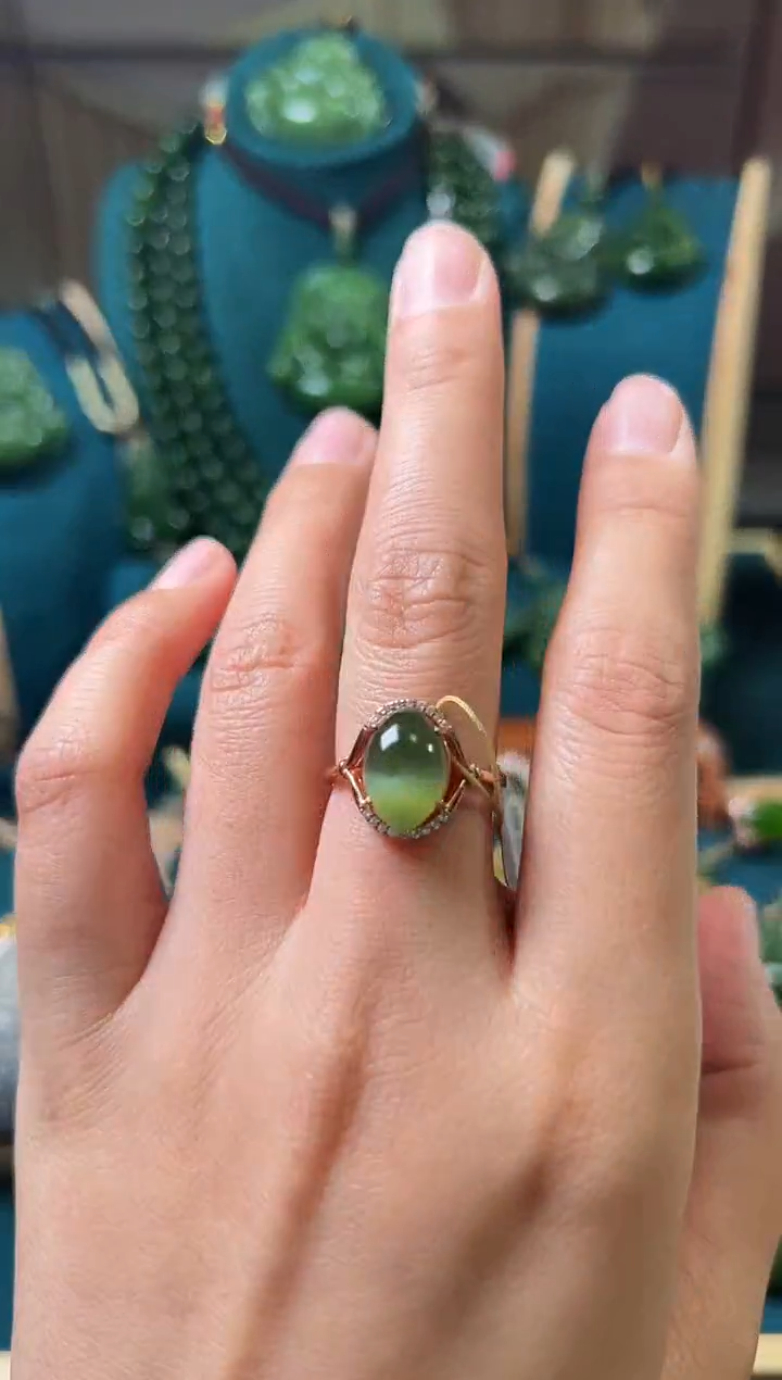 【闪购商品】和田玉（碧玉）戒指银S925镶嵌碧玉