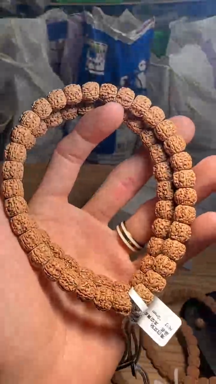 金刚菩提手串超头龙切黄点龙单圈-10mm