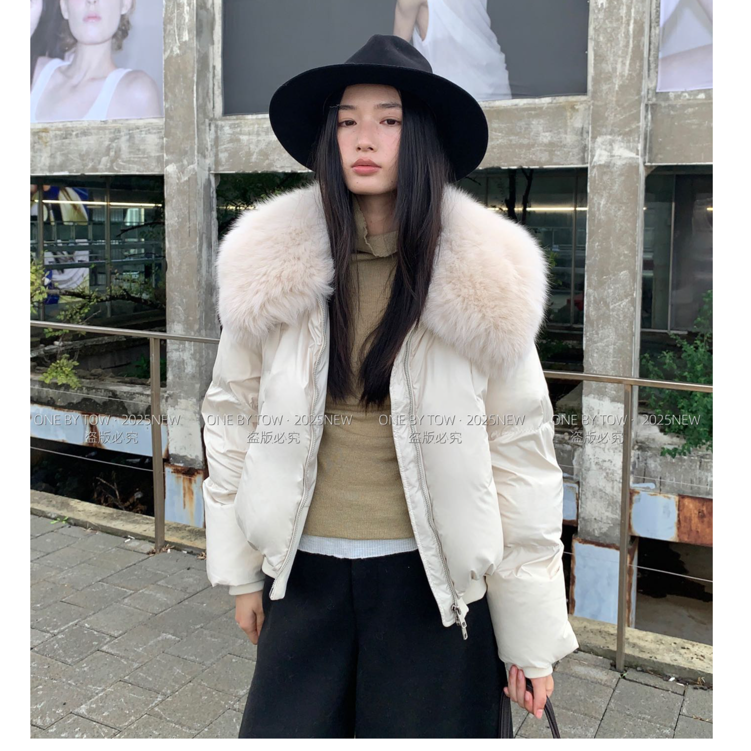 鑫燃Kiki 狐狸毛领90白鸭绒面包羽绒服 28116 OBT