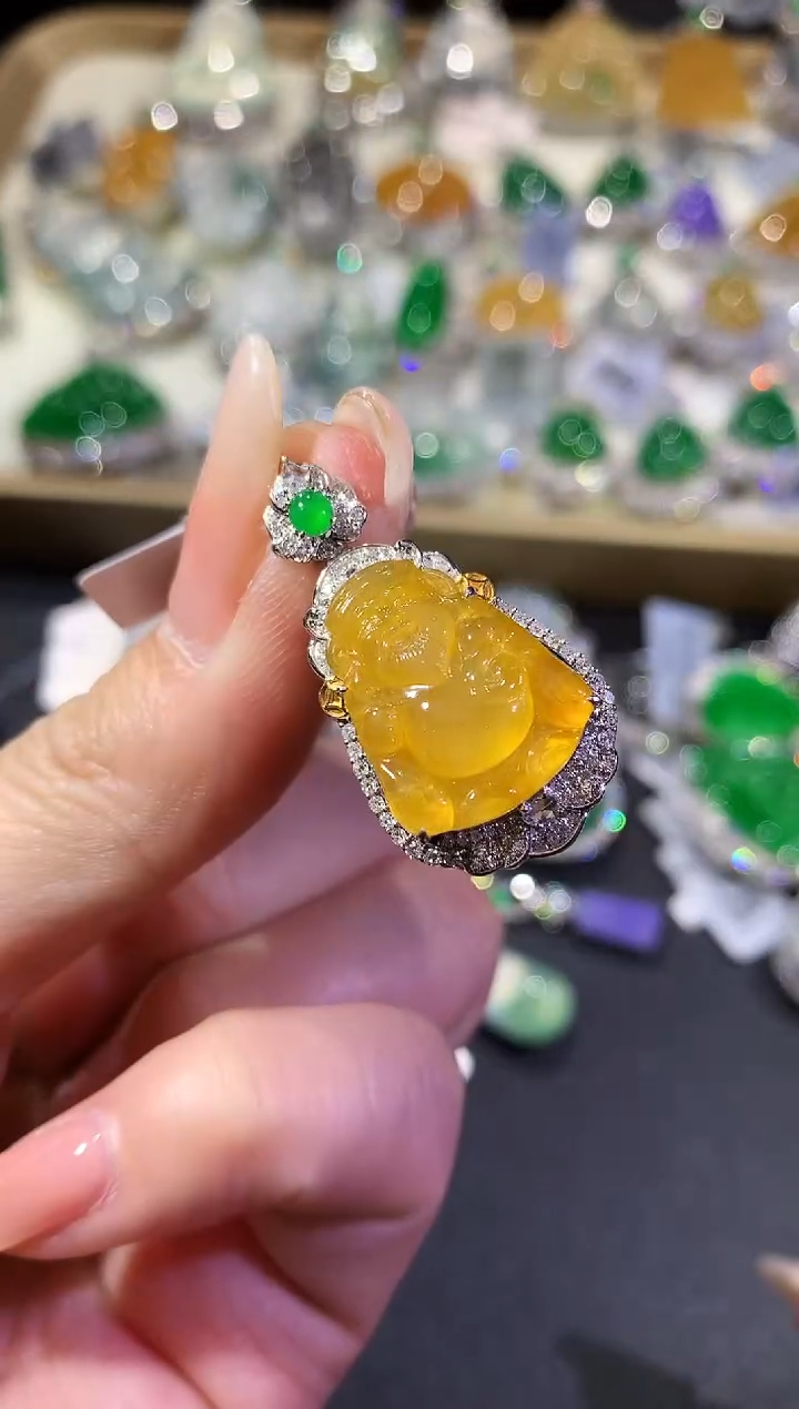 【闪购商品】翡翠吊坠(不含链)18K金镶嵌98-米爷