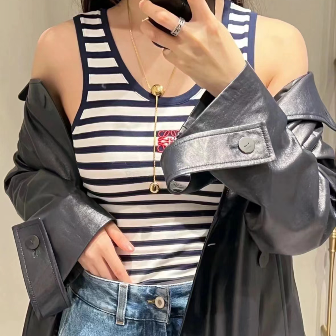 未使用 LOEWE/罗意威 【魔方时尚】刺绣字母背心