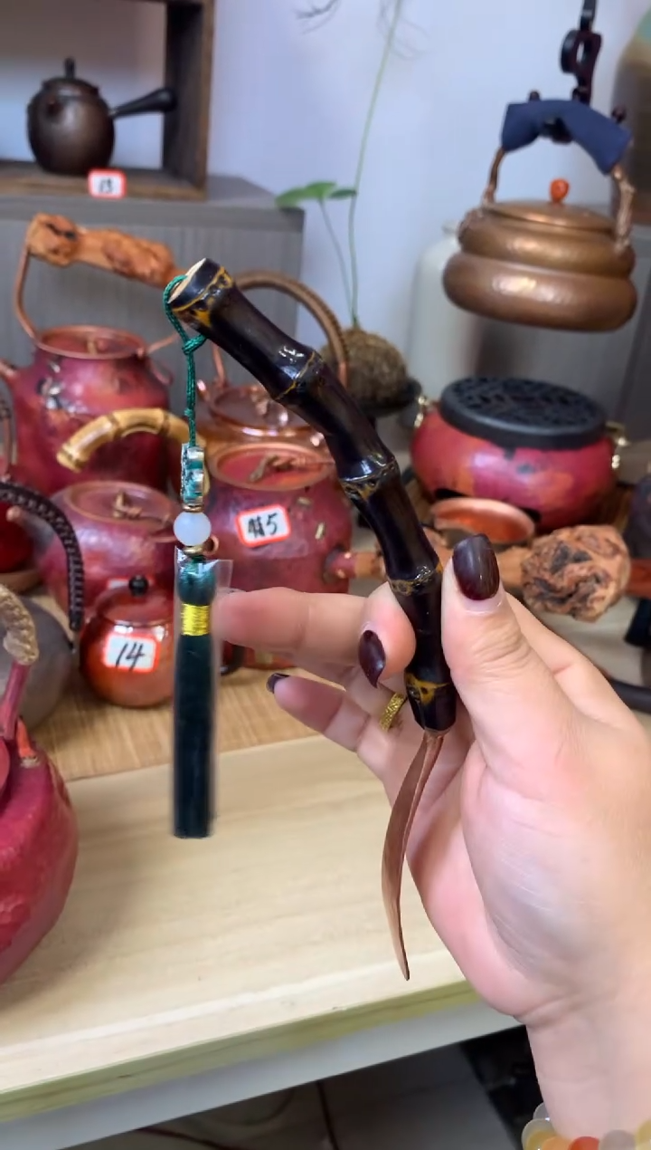 紫铜头紫竹流苏茶拨