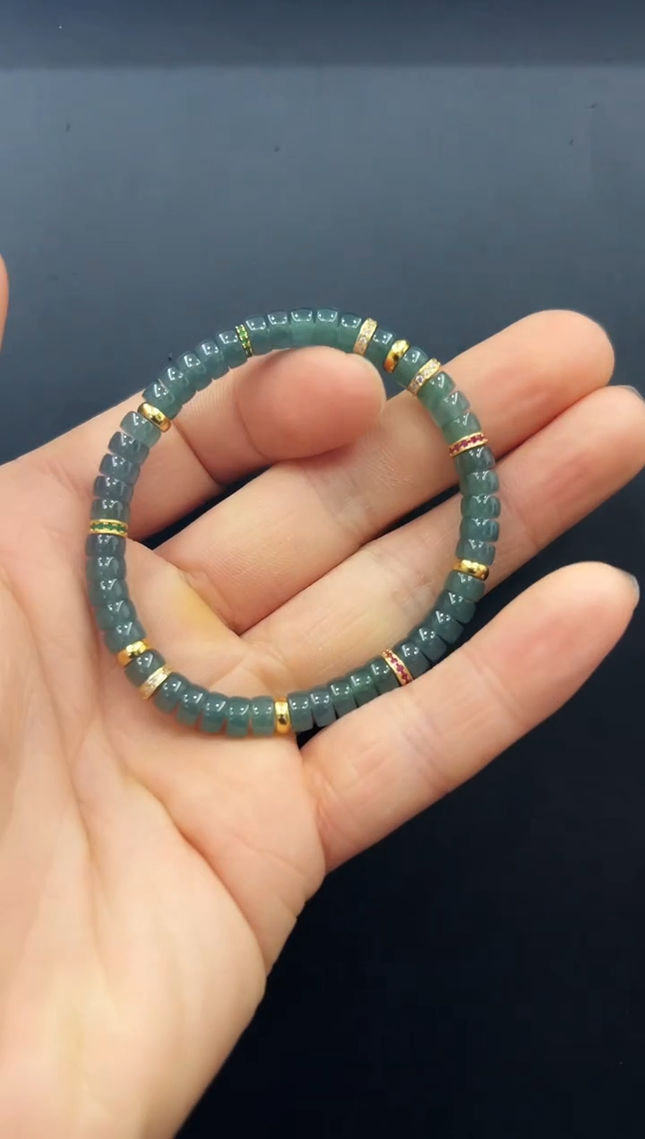 【闪购商品】翡翠手串银S925镶嵌翡翠手链-512096