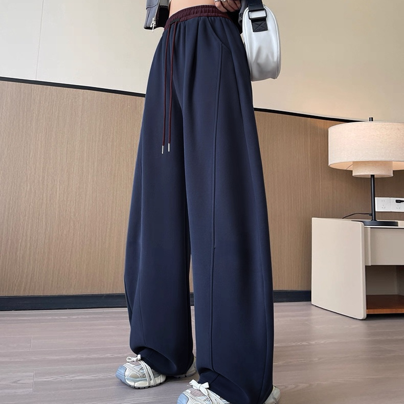 高腰弯刀裤秋冬加绒加厚阔腿裤休闲裤86007