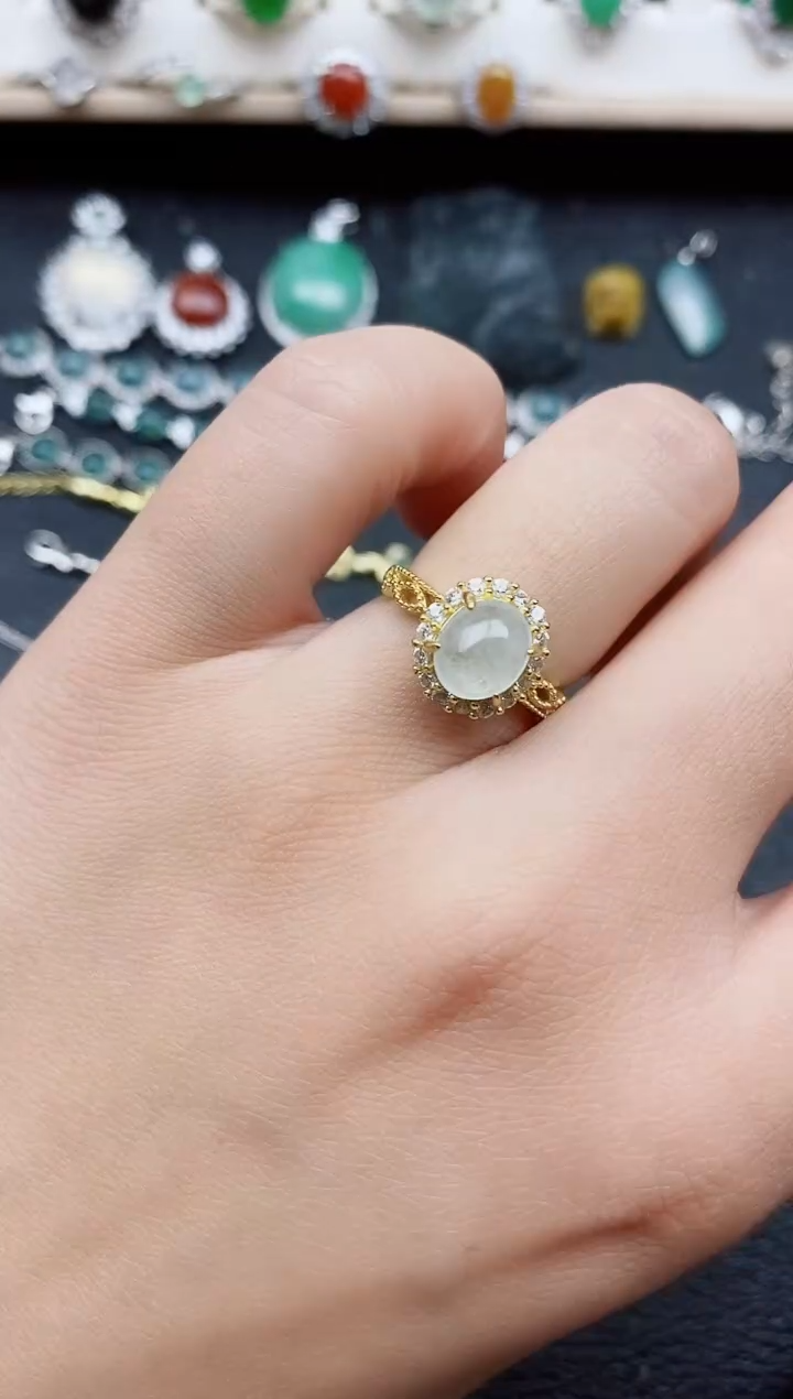 【闪购商品】翡翠戒指银S925镶嵌1111