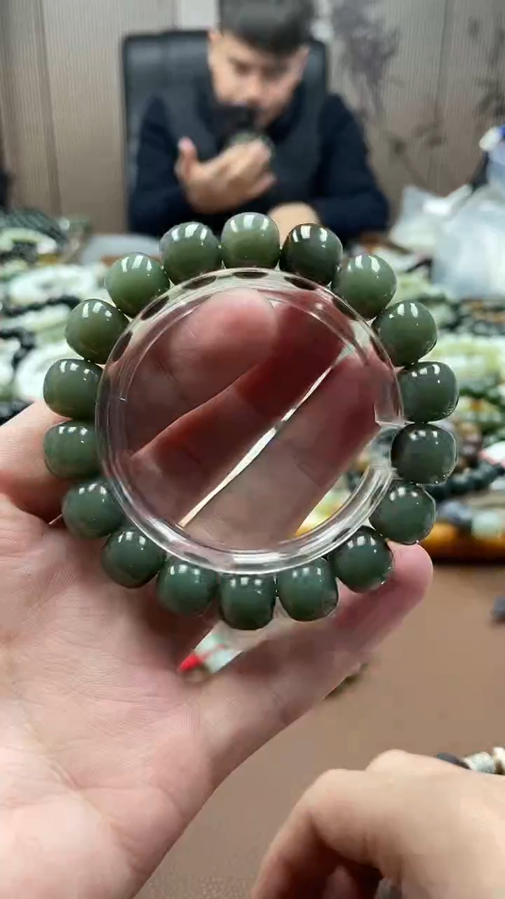 未镶嵌手串和田玉纯天然新疆且末糖青12老型
