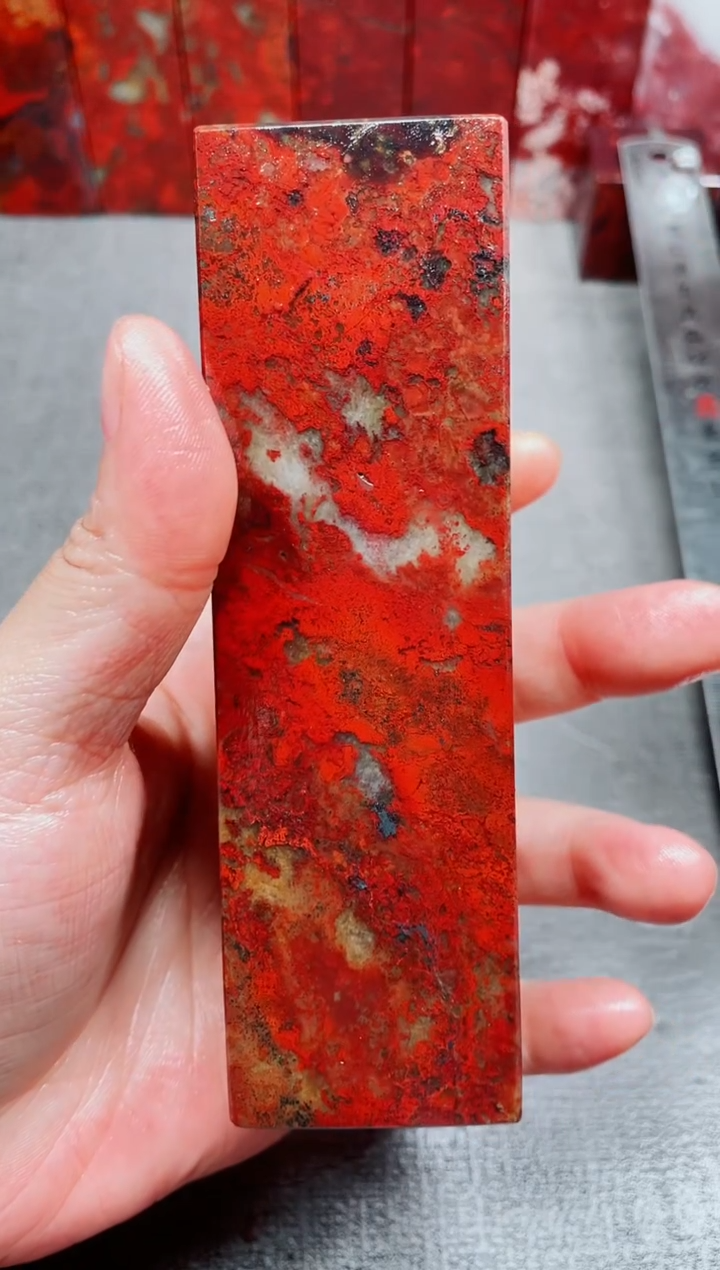 玉桂林鸡血玉素章大地艳血红28