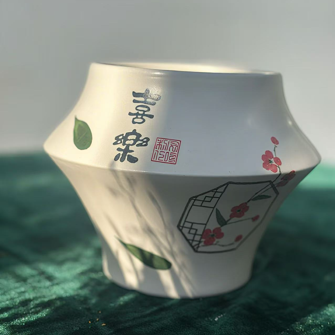 陶瓷花盆中式手绘奶油风家用创意桌面摆件绿植盆