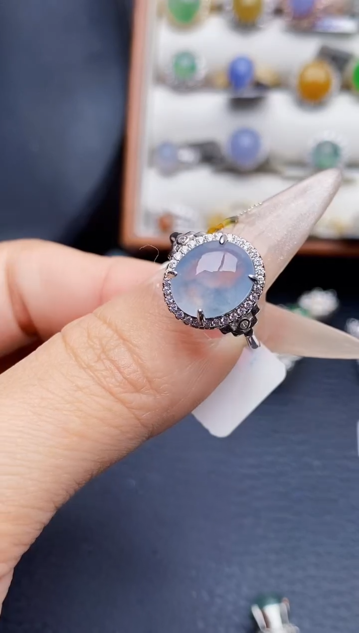 银S925镶嵌戒指翡翠皎0438