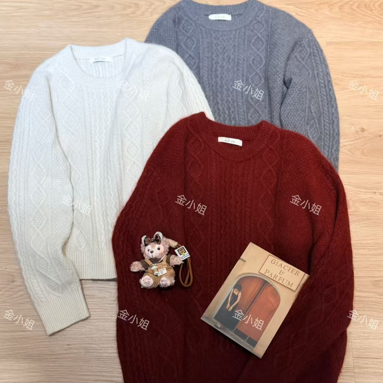 「冬日绒绒」金小姐 菱形八字麻花羊毛浣浣拉毛毛衣～好暖和～