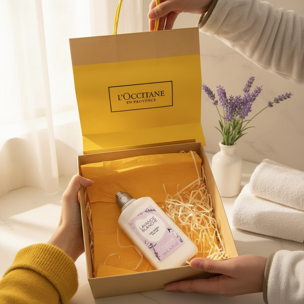 L'occitane/欧舒丹白色薰衣草身体乳250ml 礼盒礼袋【效期26年5月】