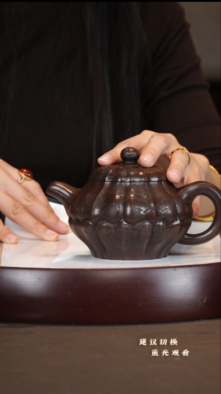 茶壶紫砂朱持平/可心紫泥/筋纹合菱/300c