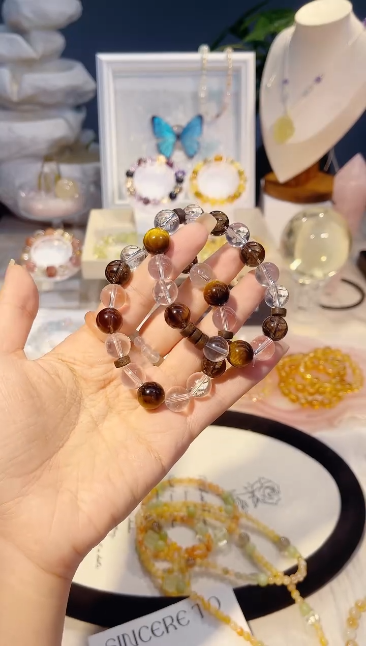 未镶嵌手串水晶月***人茶晶虎眼石