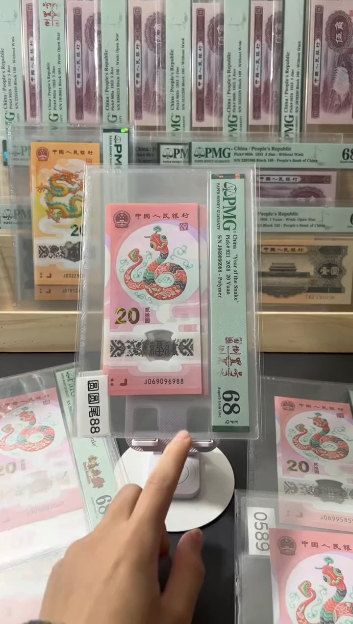 塑料蛇钞pmg68圆圆尾88