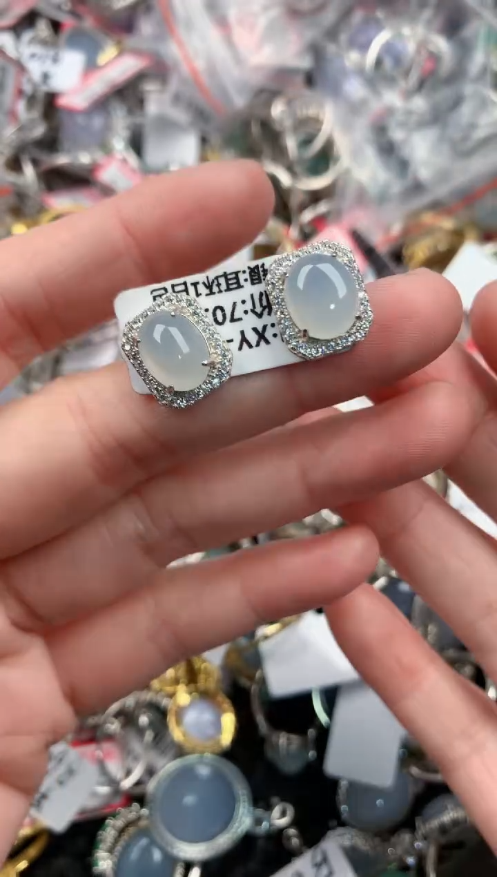 银S925镶嵌戒指翡翠444          6