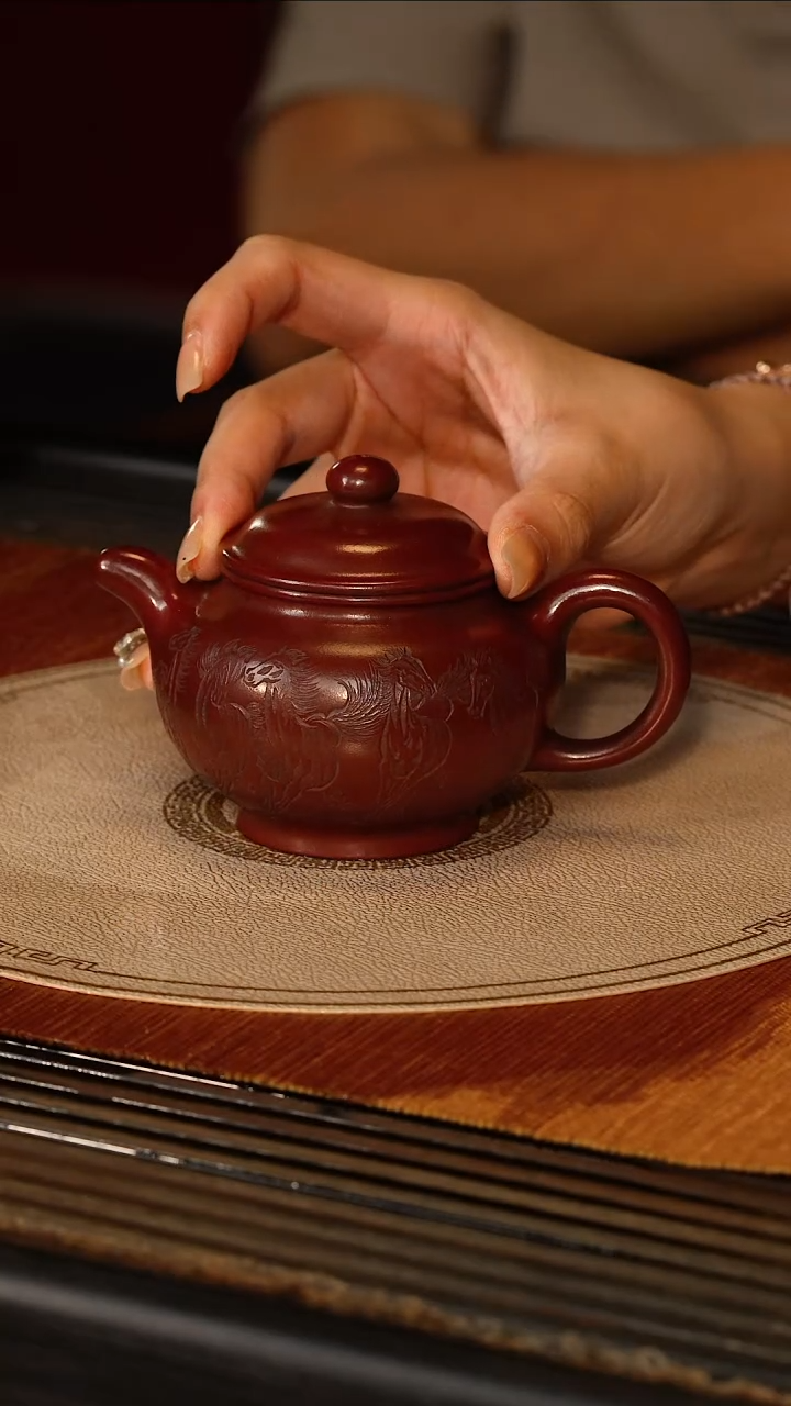 茶壶紫砂宜兴紫砂PQZ 红木烧 掇只