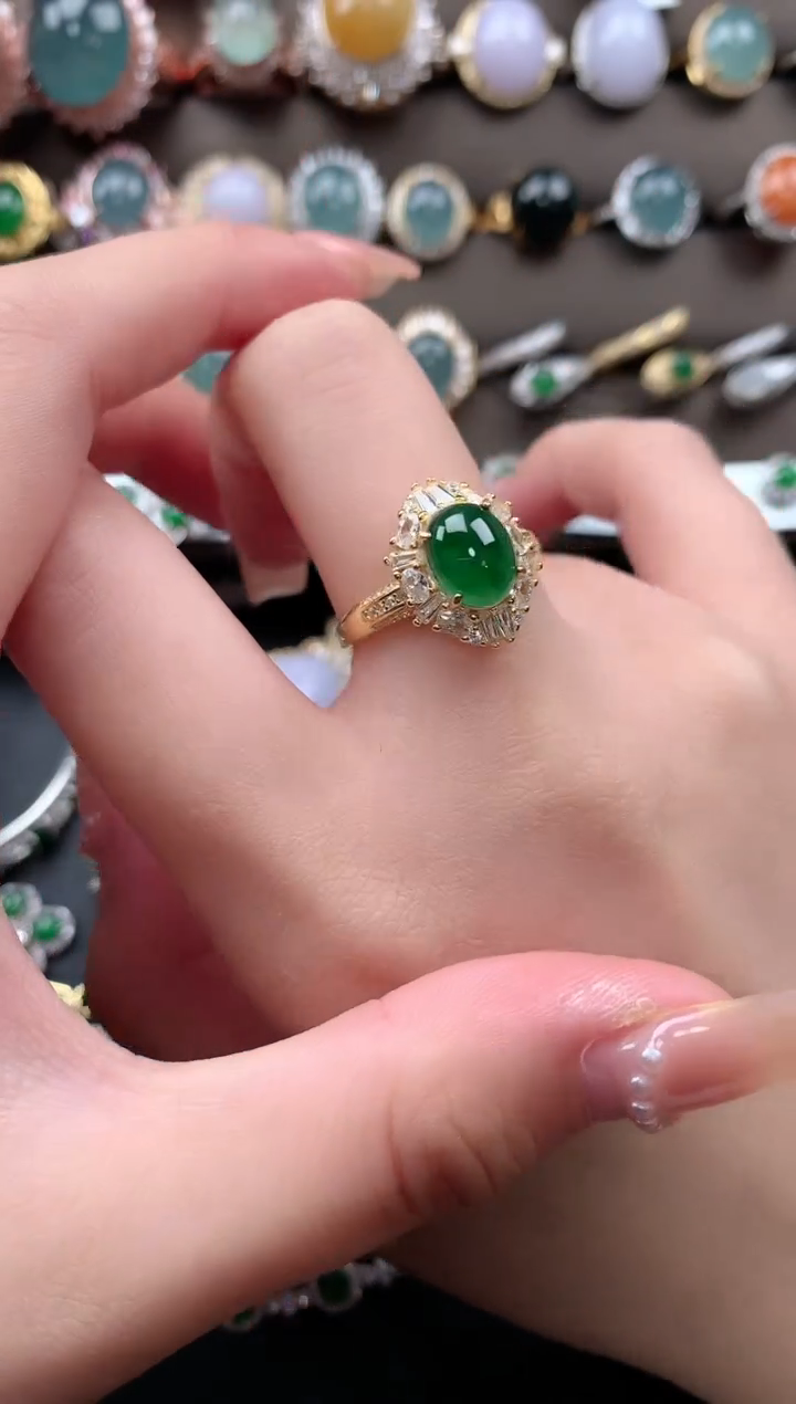 【闪购商品】翡翠戒指银S925镶嵌614121