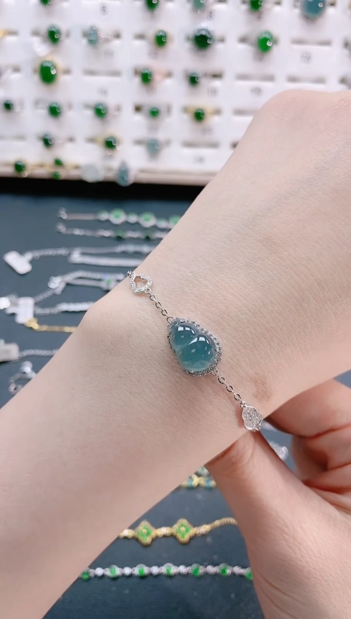 【闪购商品】翡翠手链银S925镶嵌天然翡翠