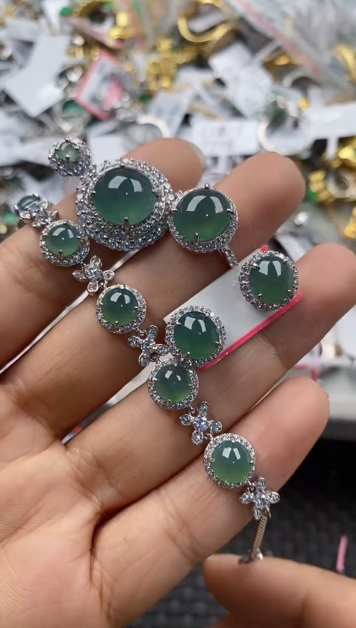 银S925镶嵌戒指翡翠333---5