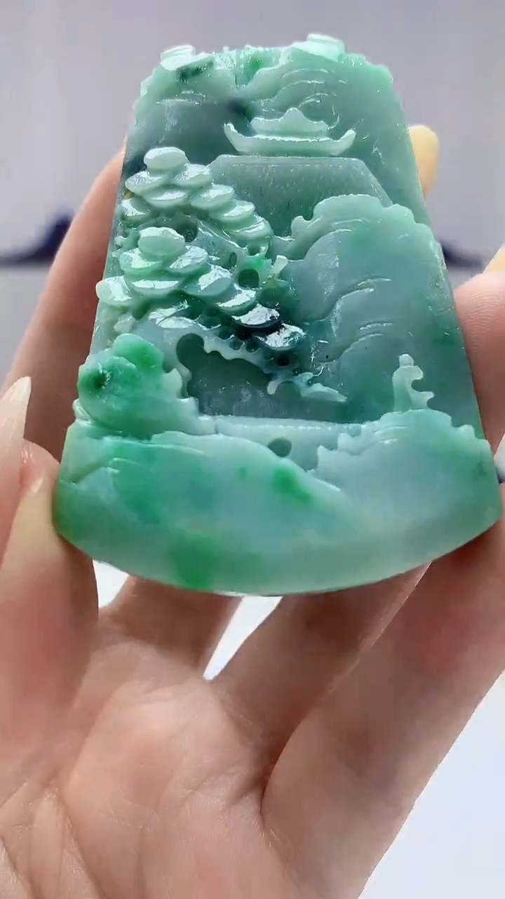 【闪购商品】定制翡翠未镶嵌0405DD-毛货挂件山水20