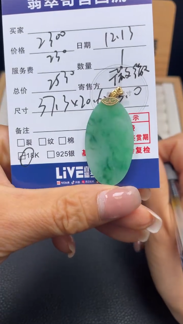 颈饰18K金镶嵌翡翠10151763